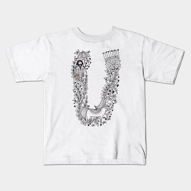 Letter U (Buu&Luu Alphabet) Kids T-Shirt by yuliia_bahniuk